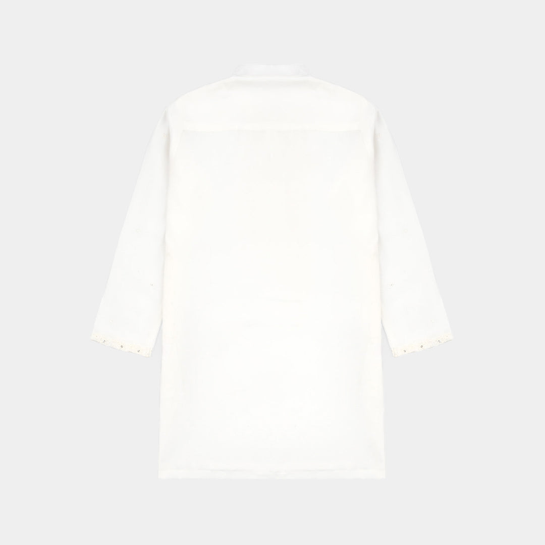 Boys Poly Cotton 2Piece Suit (Chamak) - White