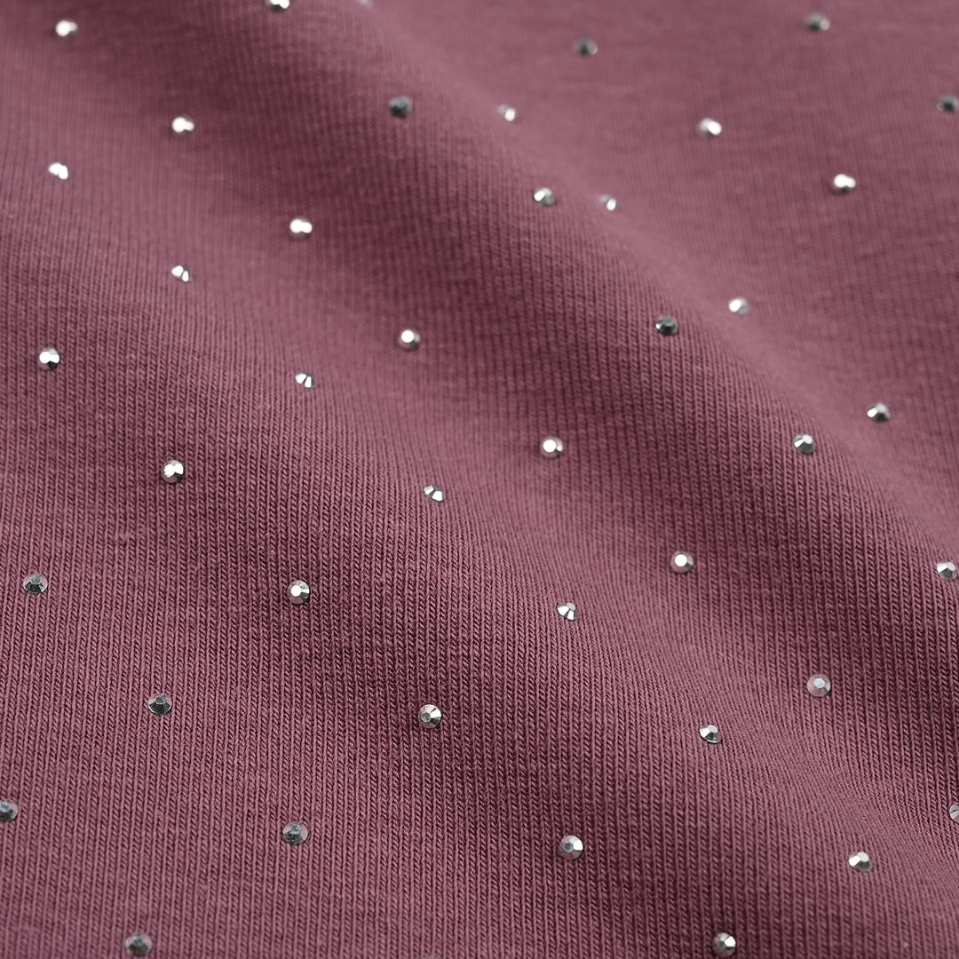 Girls Lycra Jersey T-Shirt Silver Studs - Purple