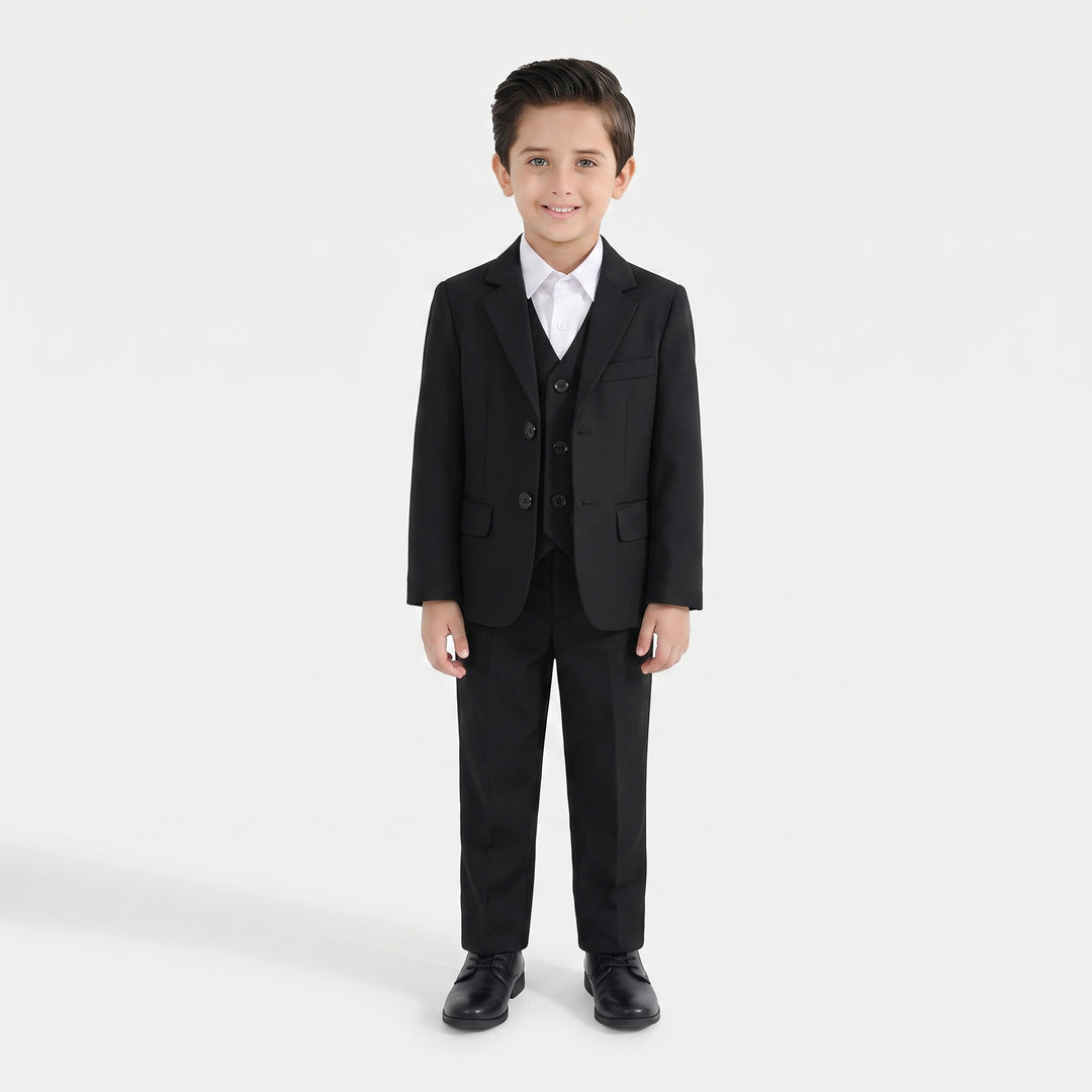 Boys Cotton, Polyester Coat Pant - BLACK