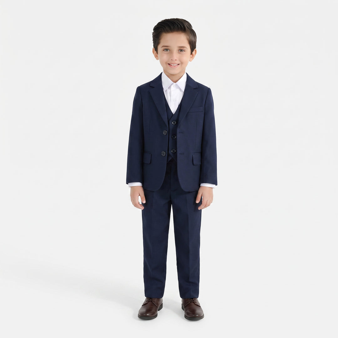 Boys Cotton, Polyester Coat Pant - Navy Blue