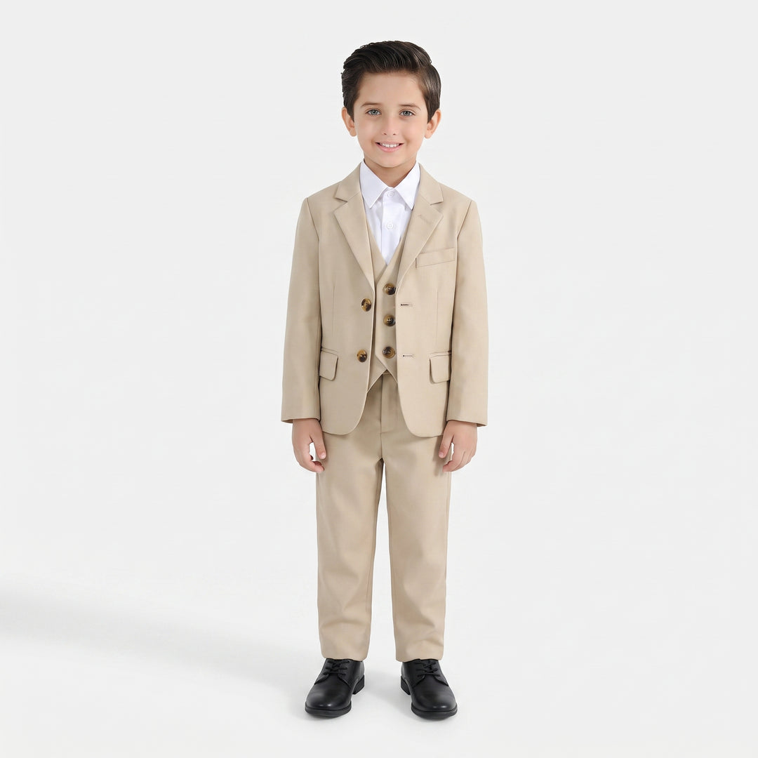 Boys Cotton, Polyester Coat Pant - BEIGE