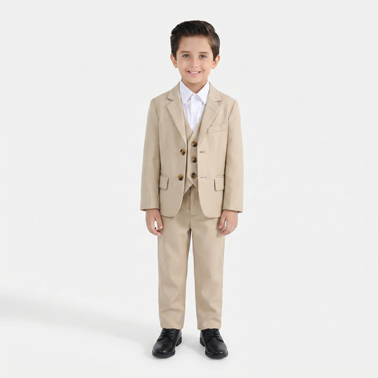 Boys Cotton, Polyester Coat Pant - BEIGE