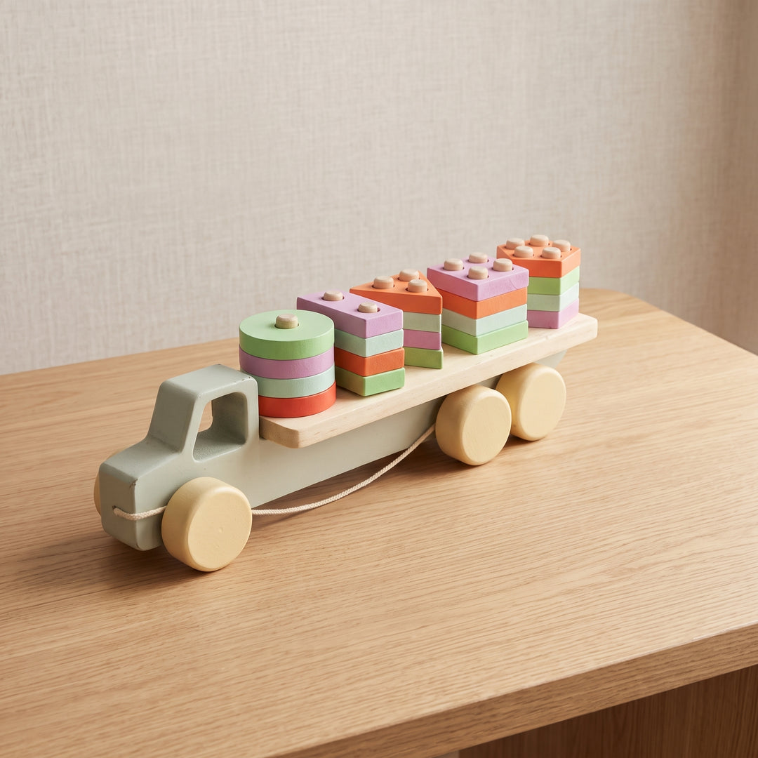 Educational Wooden Stacking Pull Toy for Kids