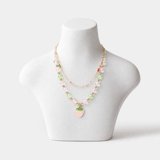 2-in-1 Chain Beads Strawberry Pendant Necklace
