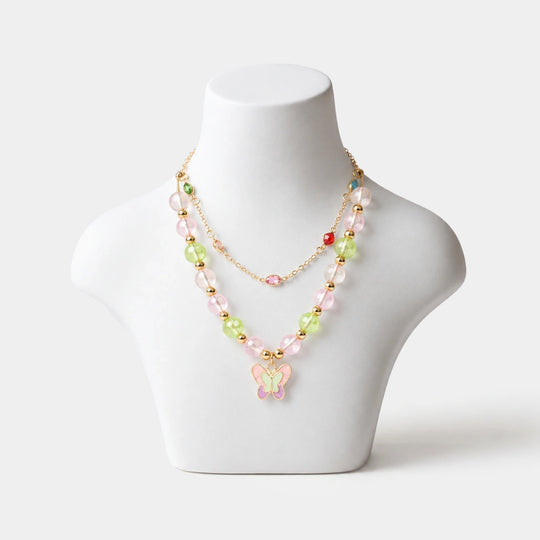 2-in-1 Chain Beads Butterfly Pendant Necklace