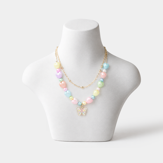 2-in-1 Chain Beads Butterfly Pendant Necklace