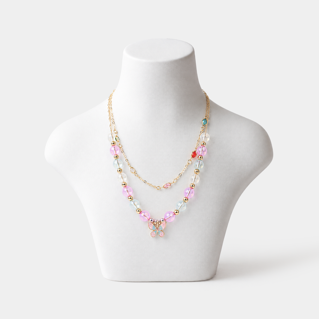 2-in-1 Chain Beads Heart Pendant Necklace