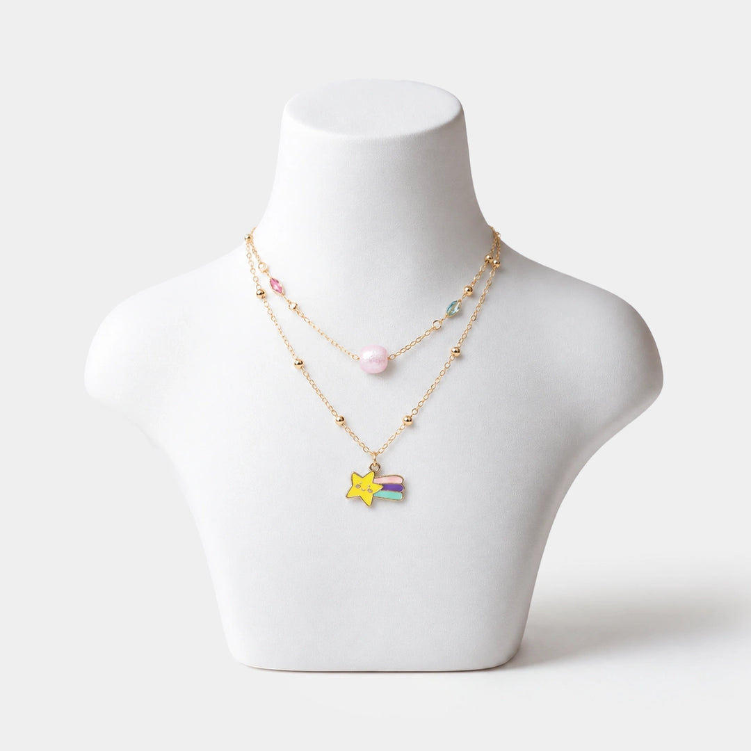 2-in-1 Chain Beads Star Rainbow Pendant Necklace