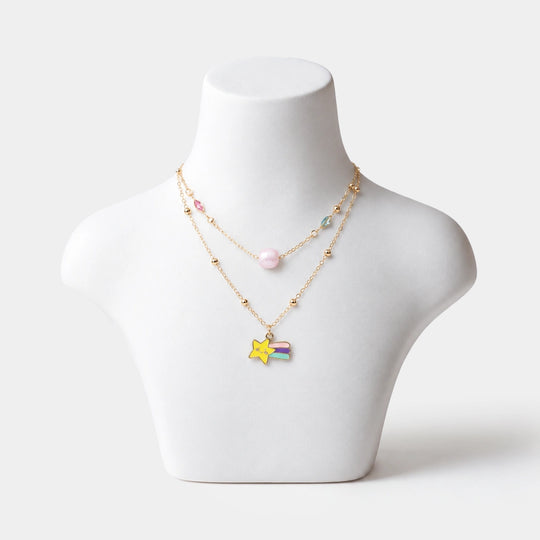 2-in-1 Chain Beads Star Rainbow Pendant Necklace