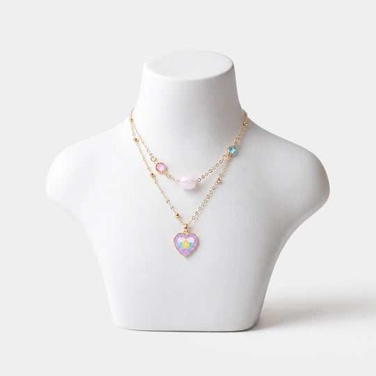 2-in-1 Chain Beads Heart Pendant Necklace