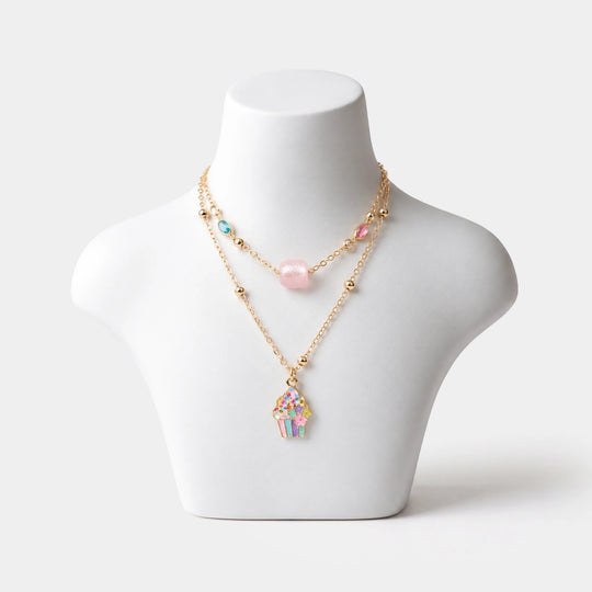 2-in-1 Chain Beads Ice Cream Pendant Necklace