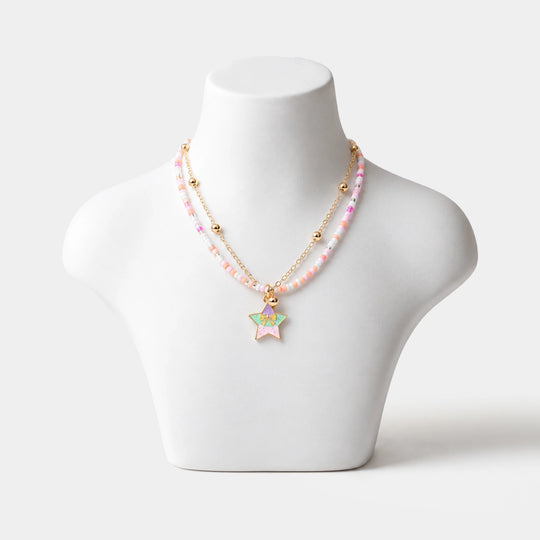 2-in-1 Chain Beads Star Pendant Necklace
