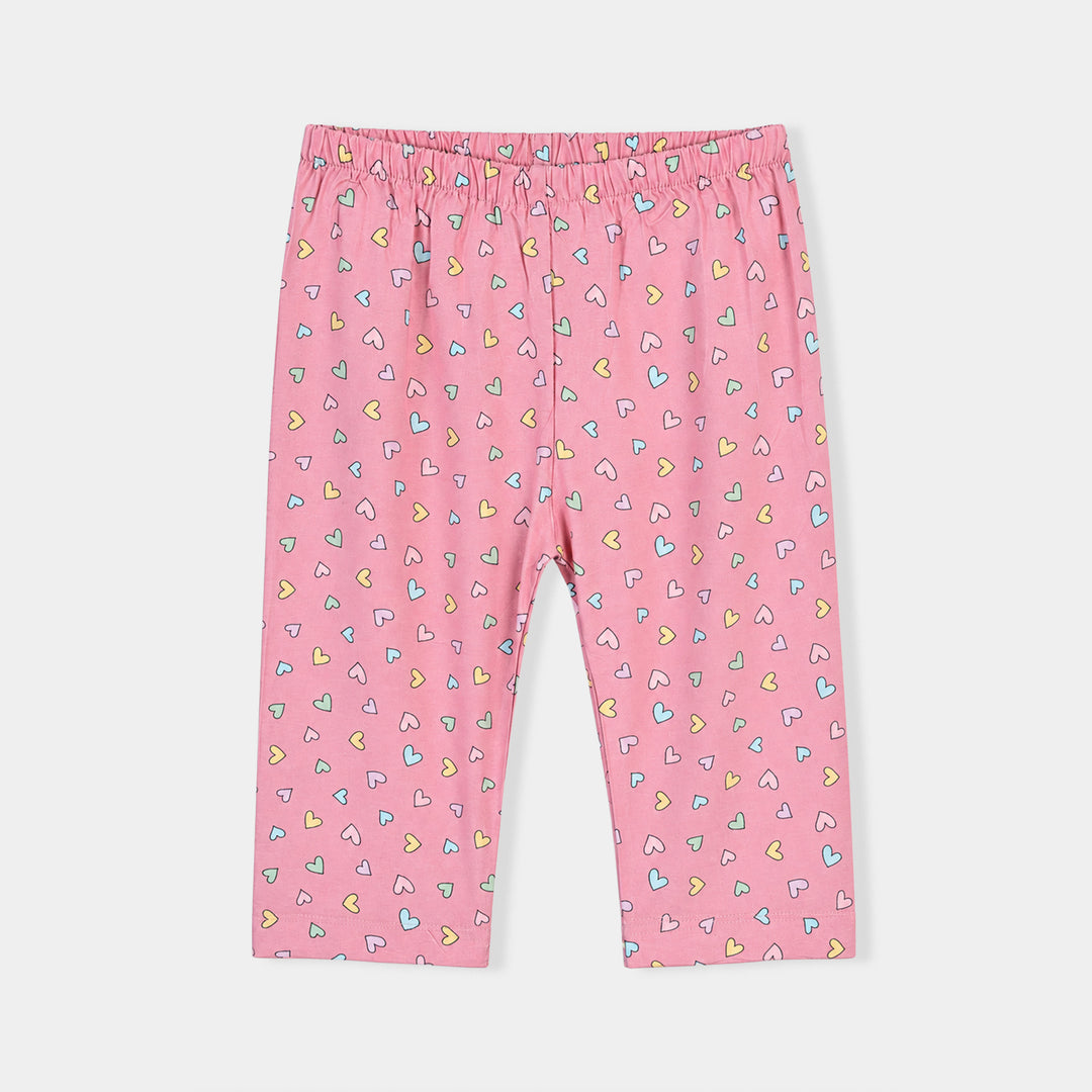 Infant Girls Linen Viscose Nightwear-Multi Hearts-Pink