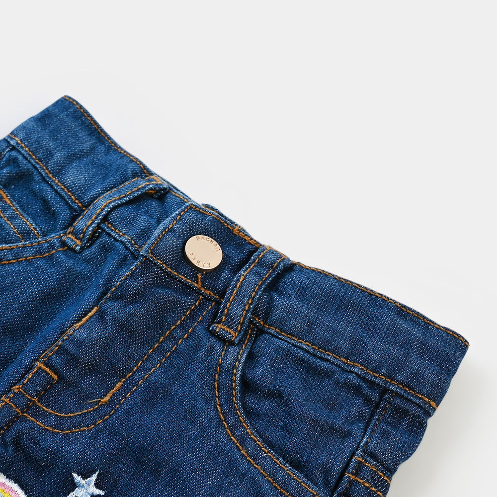 Infant Girls Denim Short Garden  - DARK BLUE