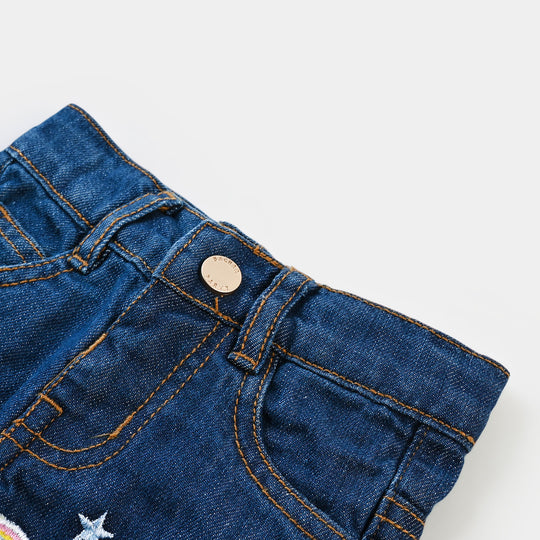 Infant Girls Denim Short Garden  - DARK BLUE