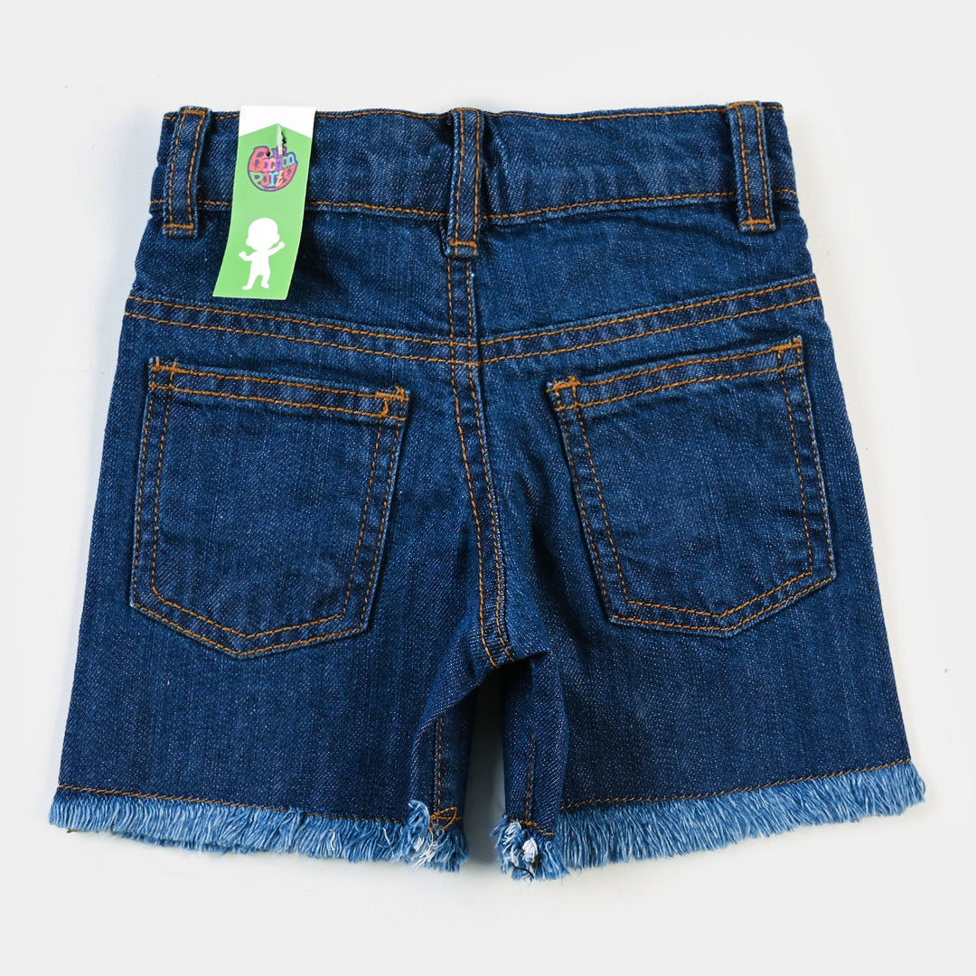 Infant Girls Denim Short Garden  - DARK BLUE