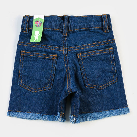 Infant Girls Denim Short Garden  - DARK BLUE