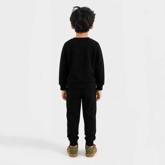 Boys Cotton Interlock 2 Pcs Suit-Black