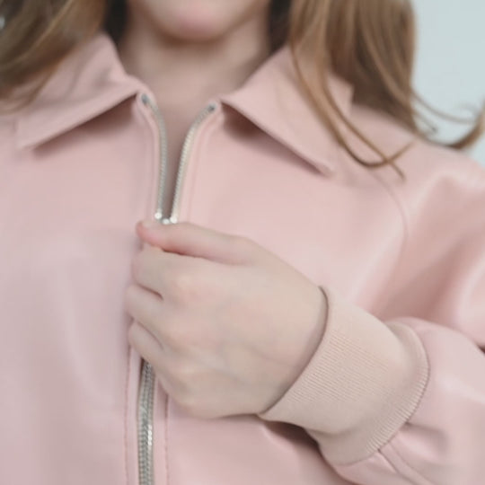 Girls PU Jacket Basic - PINK