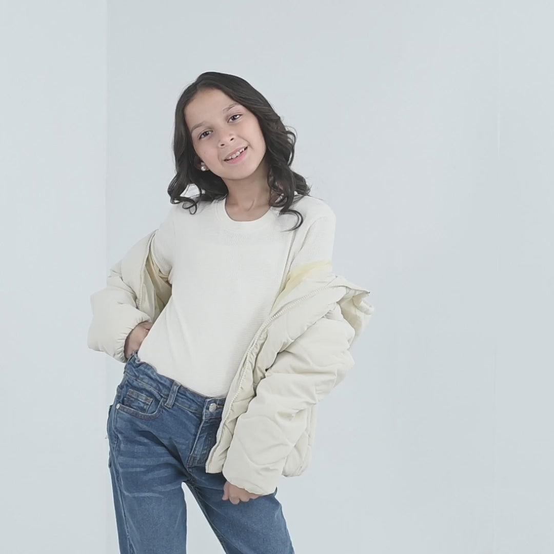 Girls Quilted Jacket Basic - Beige