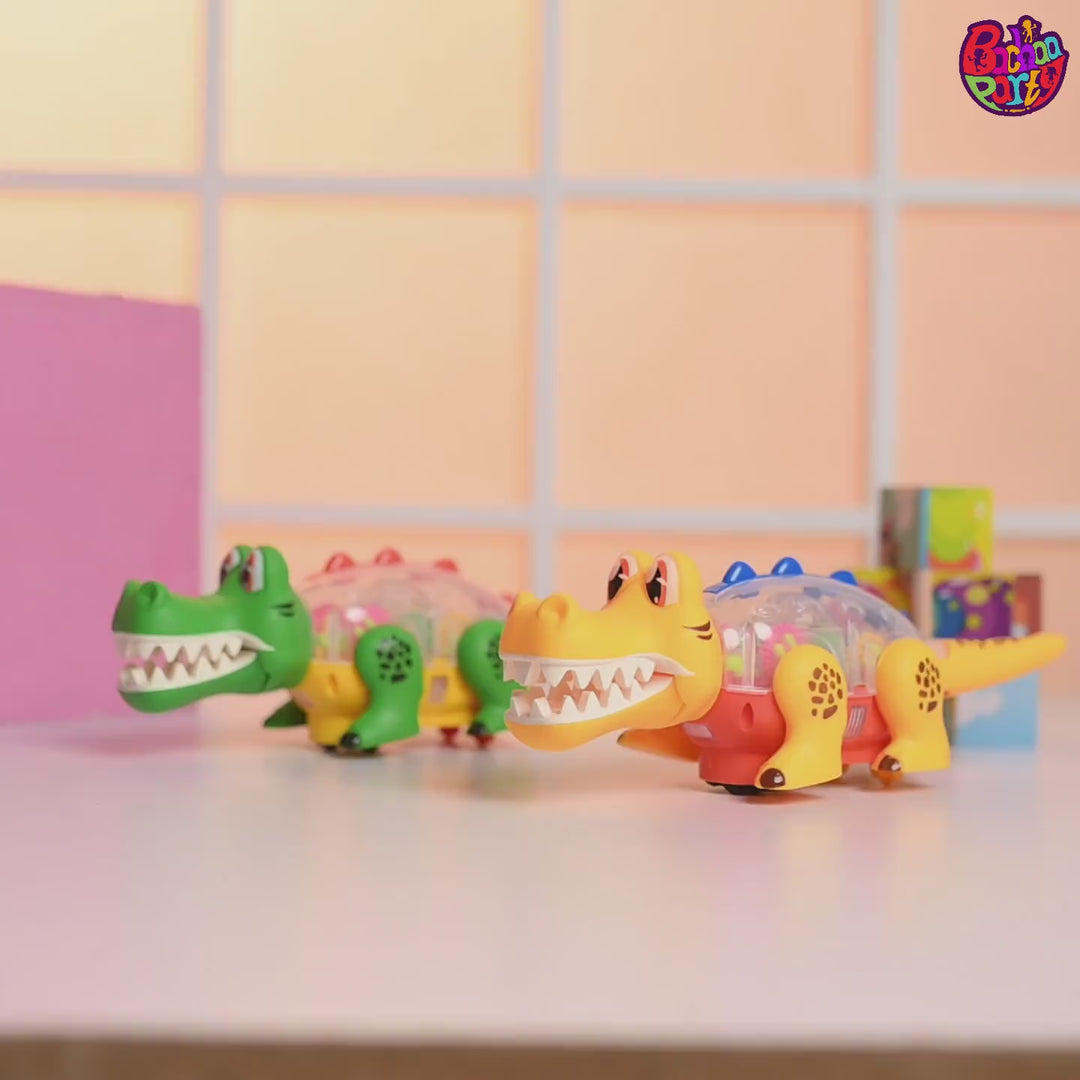 Transparent Gear Dino Park Crocodile Car Vehicle Toy for Kids