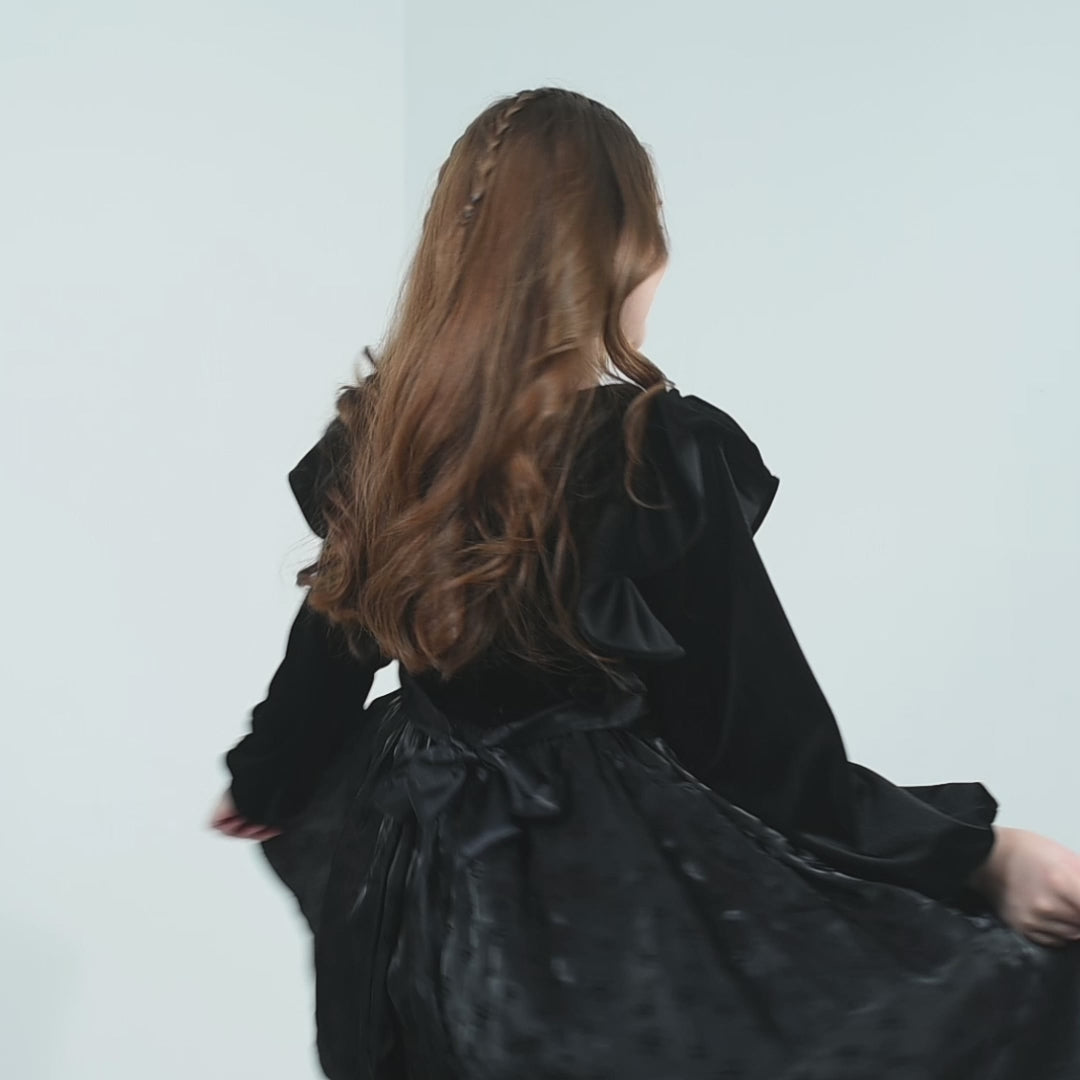 Girls Velvet Fancy Frock Black Beauty - BLACK