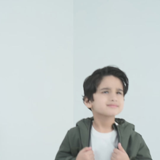 Boys Polyester Quilted Jacket Water Proof - GREEN