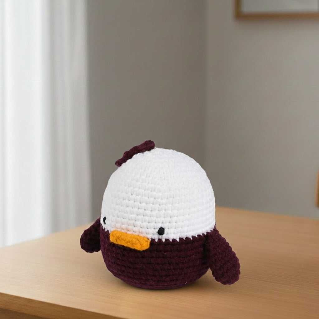 Maroon & White Duck Handmade Crochet Stuff Toy
