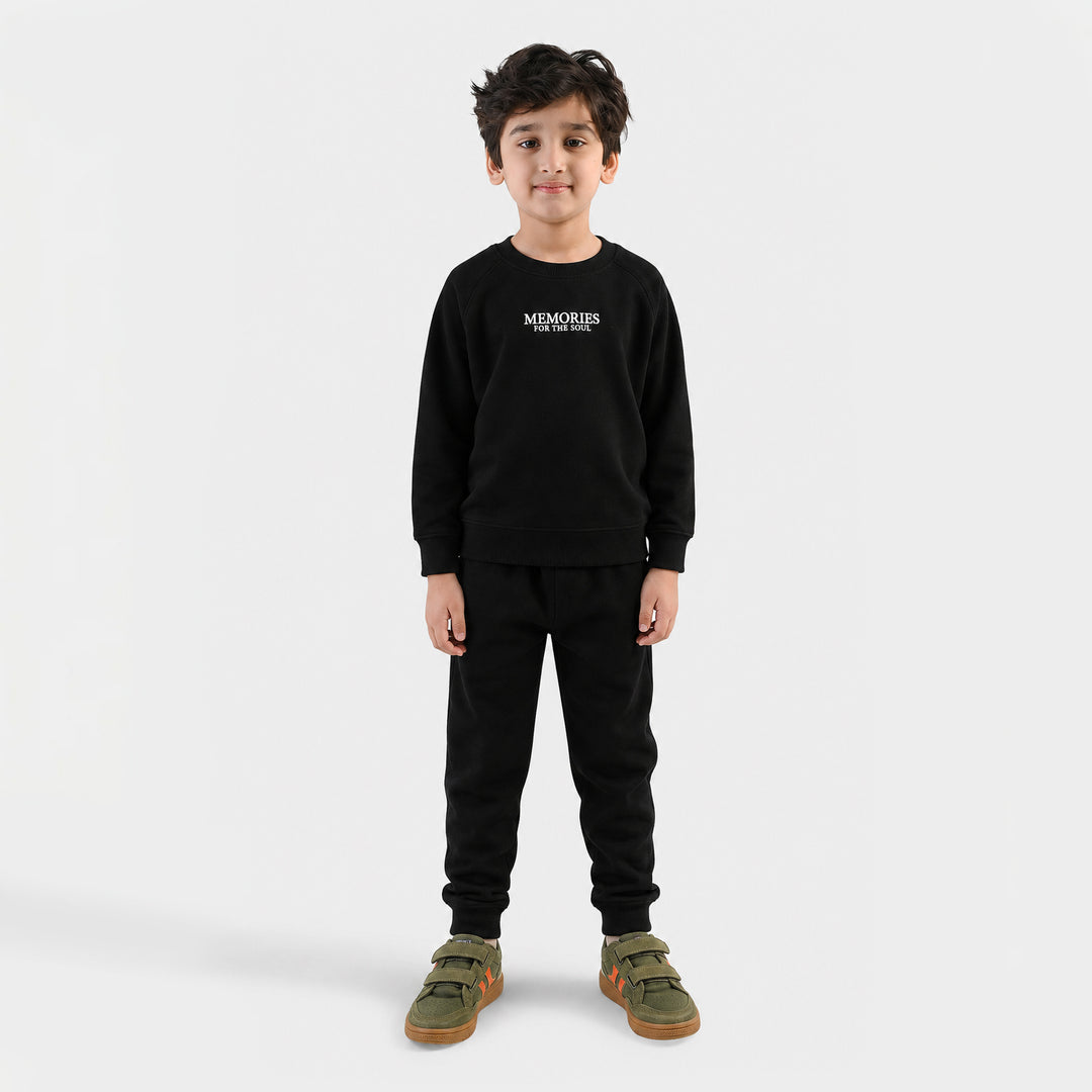 Boys Cotton Interlock 2 Pcs Suit-Black