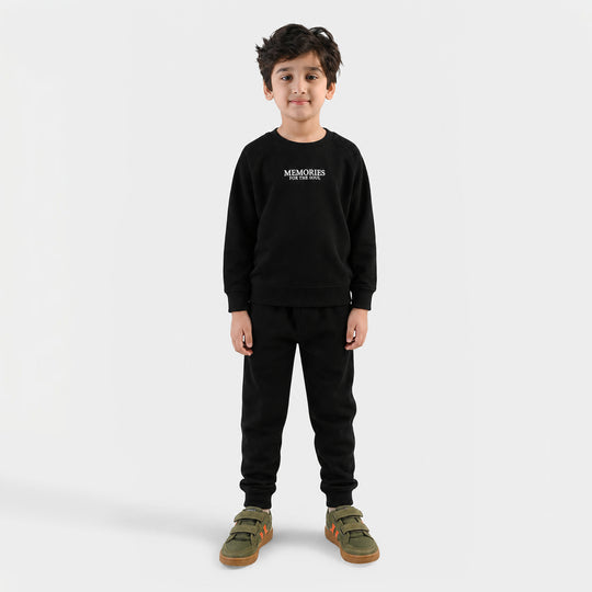 Boys Cotton Interlock 2 Pcs Suit-Black