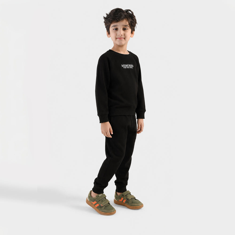 Boys Cotton Interlock 2 Pcs Suit-Black