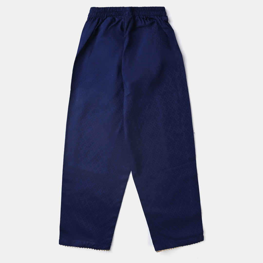 Girls Jacquard EMB 2PC Suit Sakoon-Navy Blue