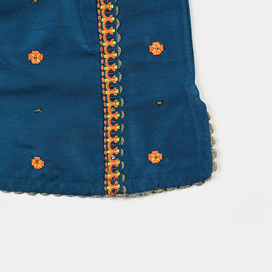 Infant Girls Raw Silk 2PC Suit Rani-Teal blue