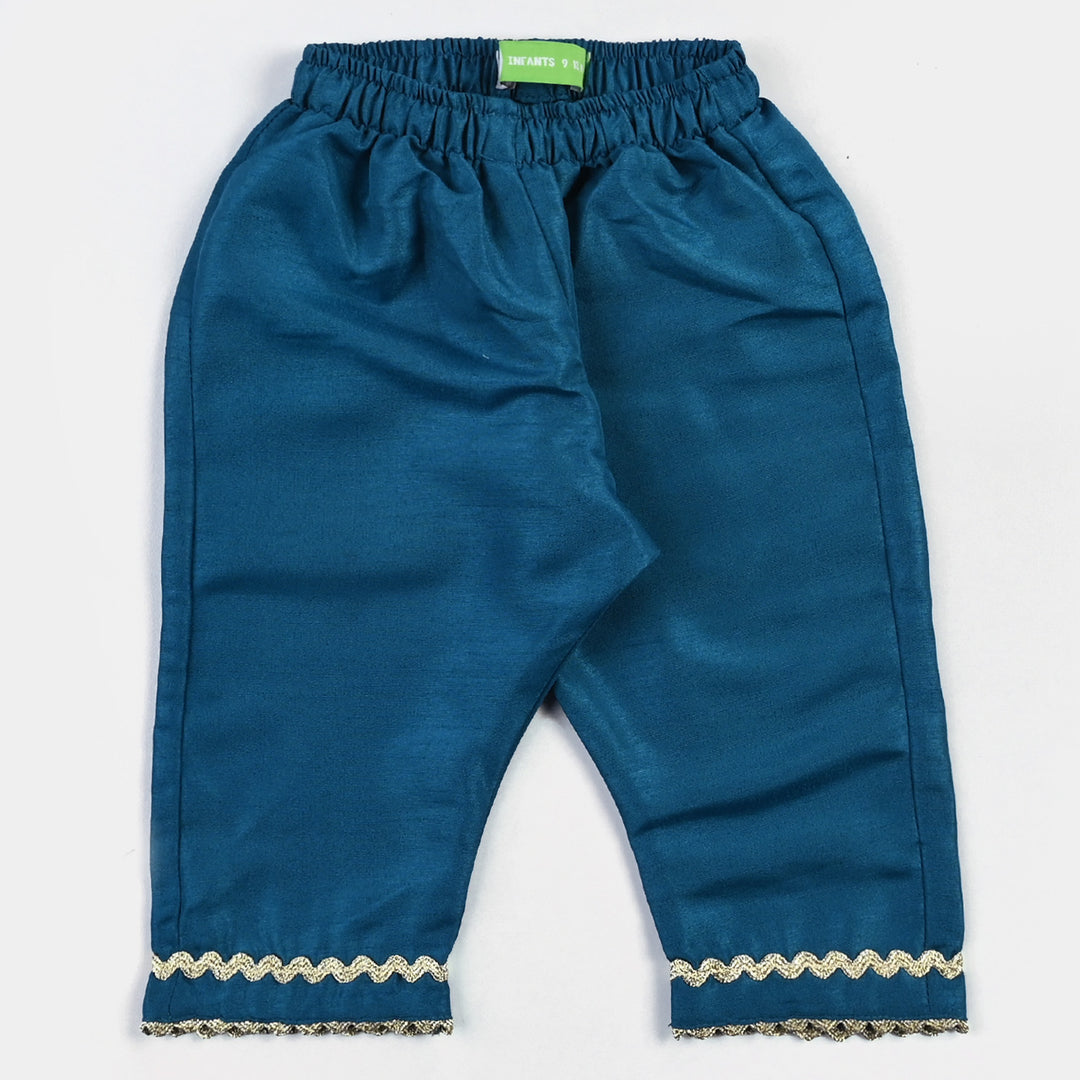 Infant Girls Raw Silk 2PC Suit Rani-Teal blue