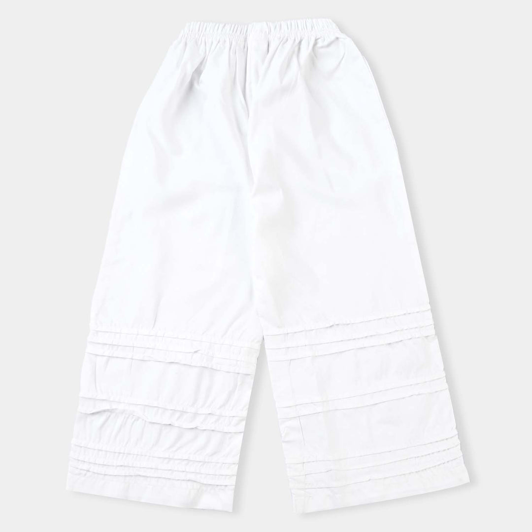 Girls Cotton Pleated Culotte-White