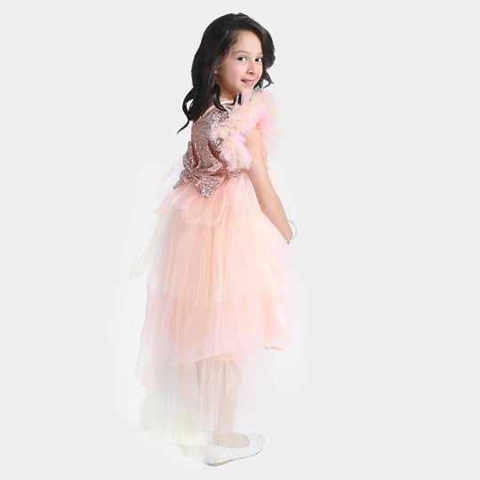 Girls Net Fancy Frock (Fairytale) - Peach