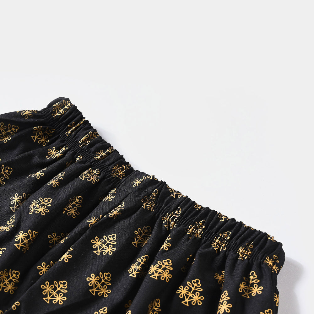 Infant Girls Cotton Screen Print Gharara-BLACK