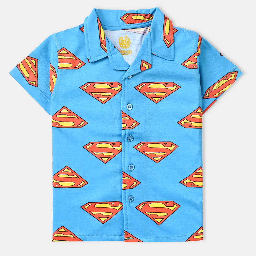 Boys Poly Cotton Jersey Knitted NightWear-Blue