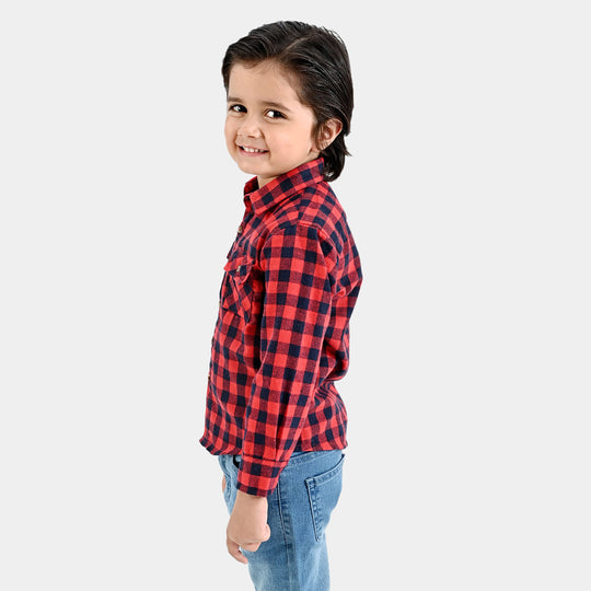 Boys Flannel Casual Shirt F/S (Go Skate)-Red