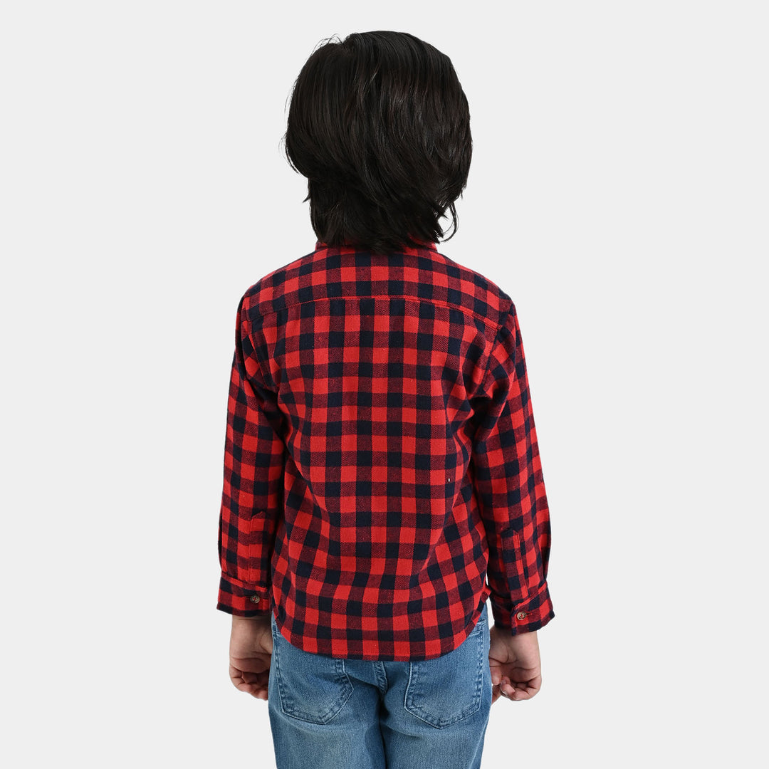 Boys Flannel Casual Shirt F/S (Go Skate)-Red