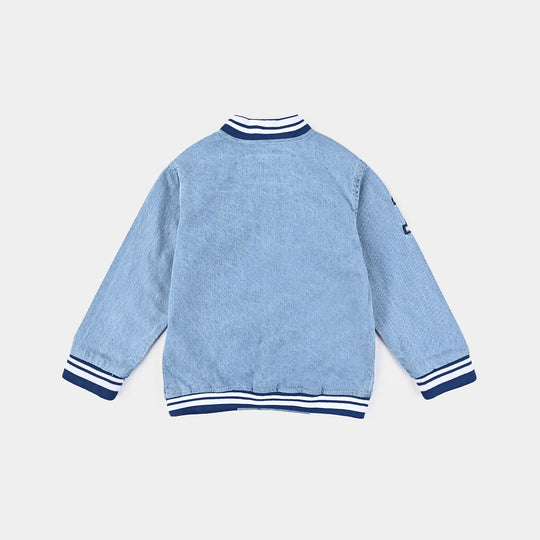 Boys Denim rigid Woven Jacket Soccer Crew-Ice Blue