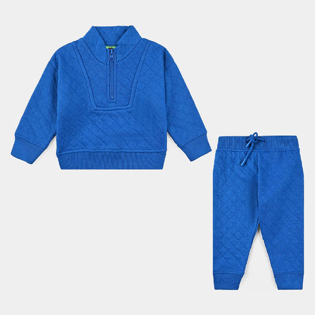 Infant Boys Quilted Suit (Velour) - Imperial Blue