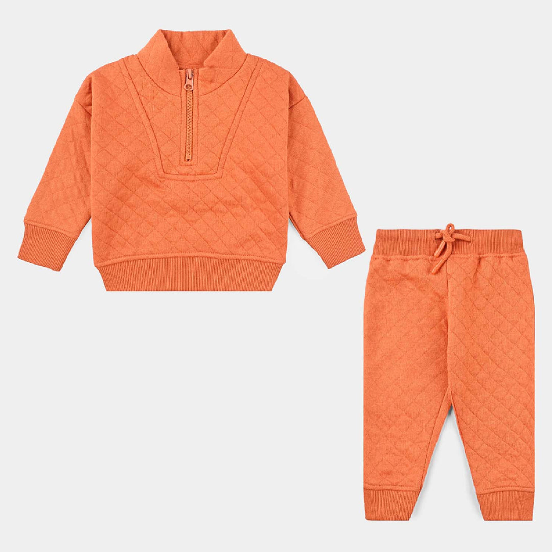 Infant Boys Quilted Suit (Apricot Velour) - Orange