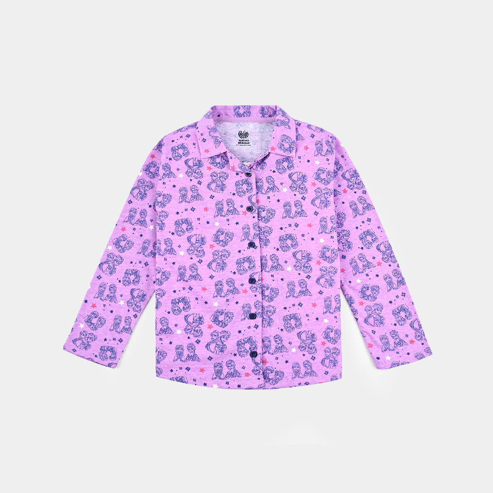 Girls Poly Cotton Knitted Night Suit