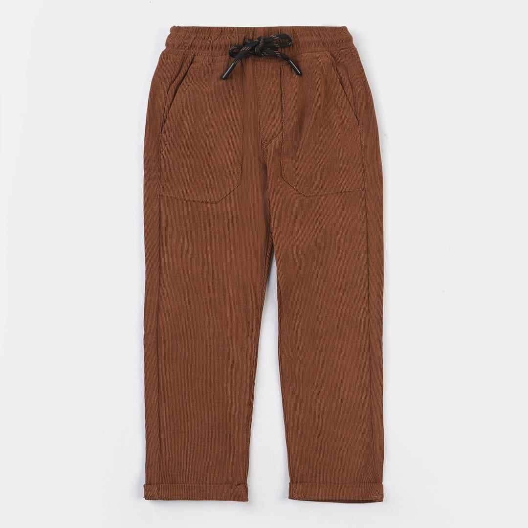 Boys Corduroy Drawstring Pants - Patch Pocket - Chocolate