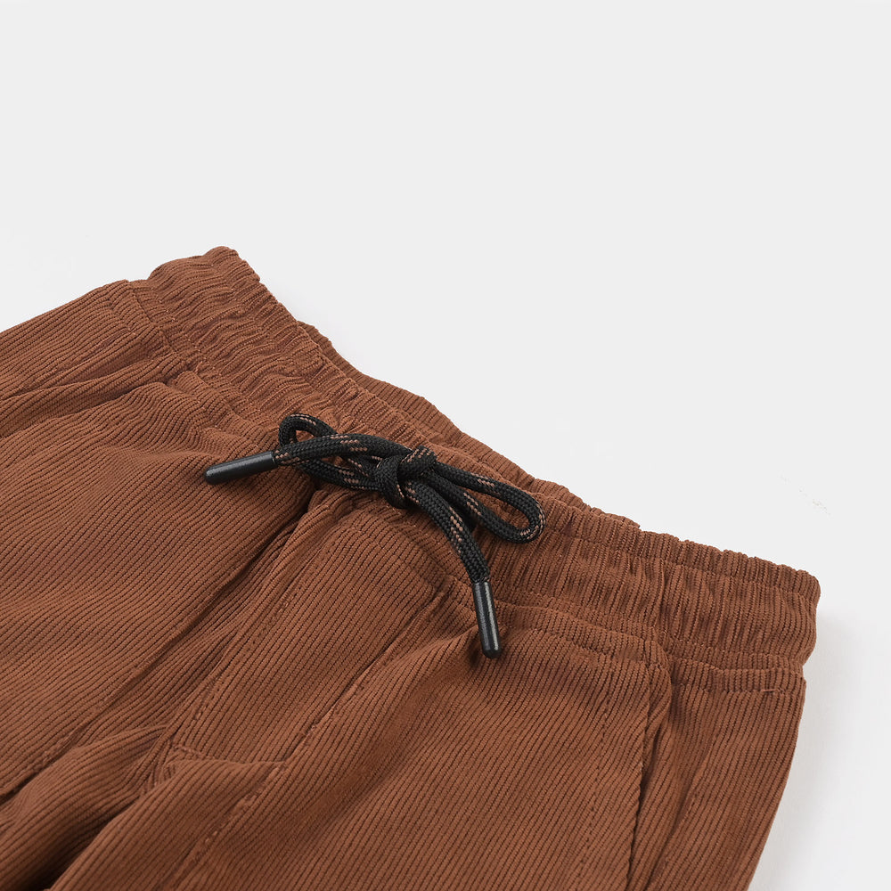 Boys Corduroy Drawstring Pants - Patch Pocket - Chocolate