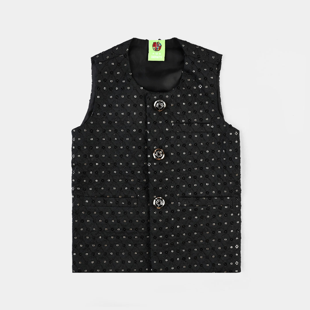 Infant Boys Poly Viscose Waistcoat (Sequence) - Black
