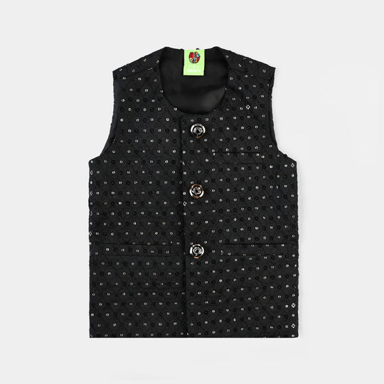 Infant Boys Poly Viscose Waistcoat (Sequence) - Black
