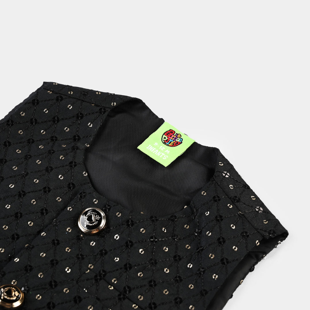 Infant Boys Poly Viscose Waistcoat (Sequence) - Black