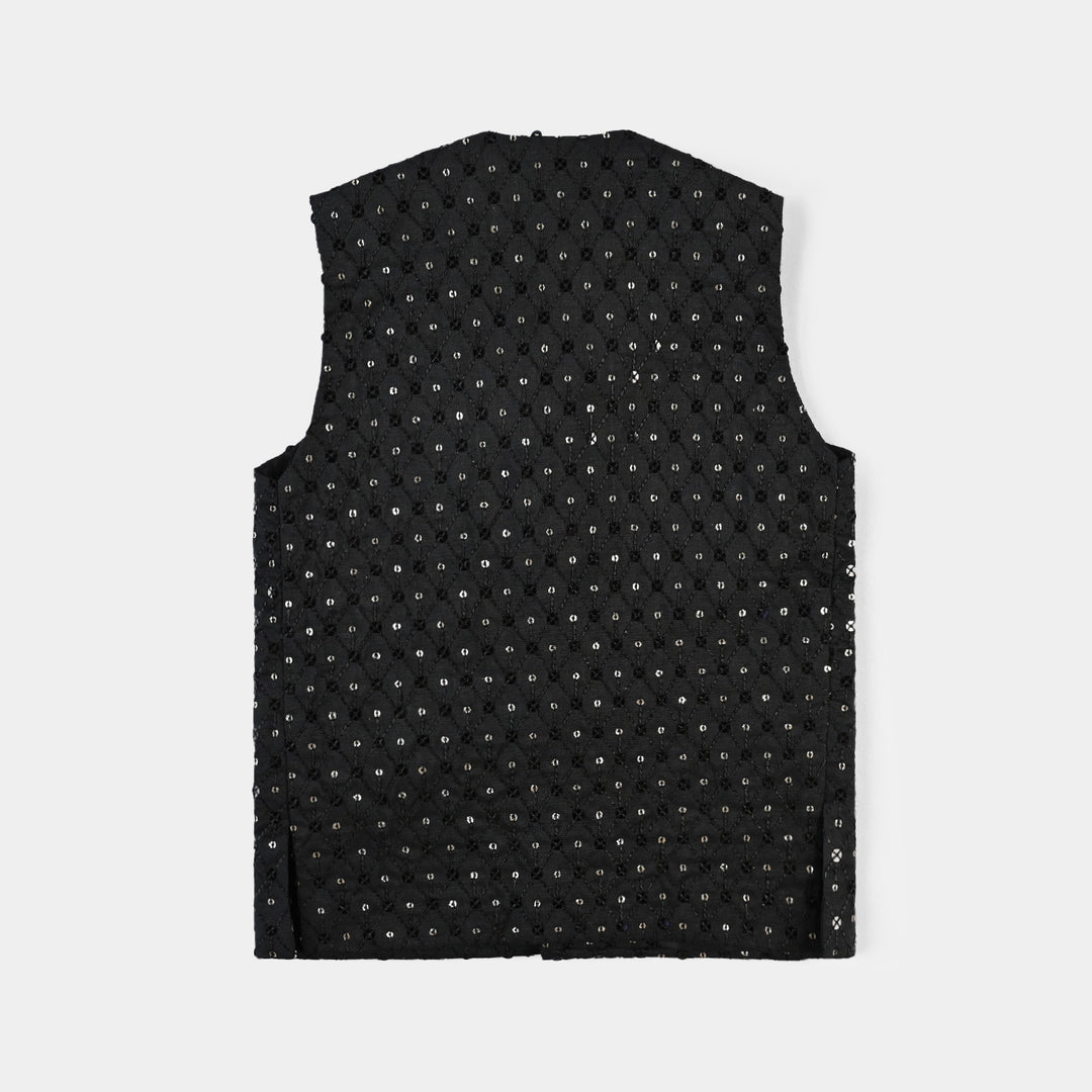 Infant Boys Poly Viscose Waistcoat (Sequence) - Black